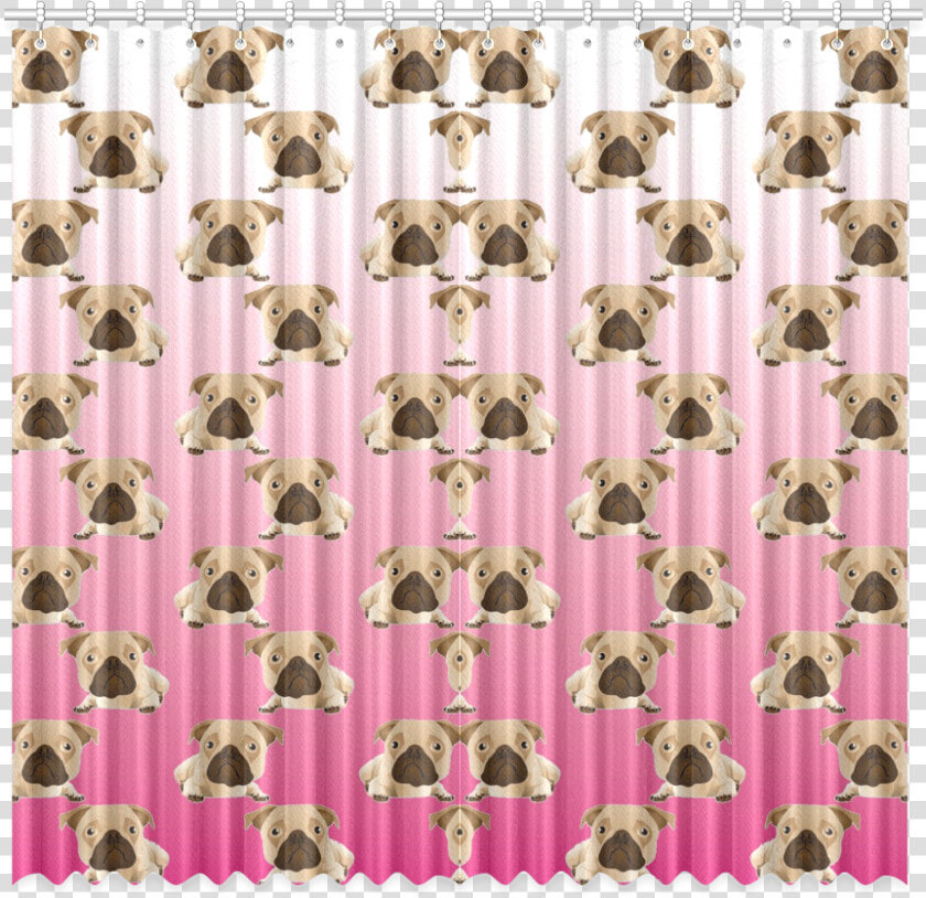 Cute Pugs On Pink Gradient Background Window Curtain   Pug  HD Png DownloadTransparent PNG