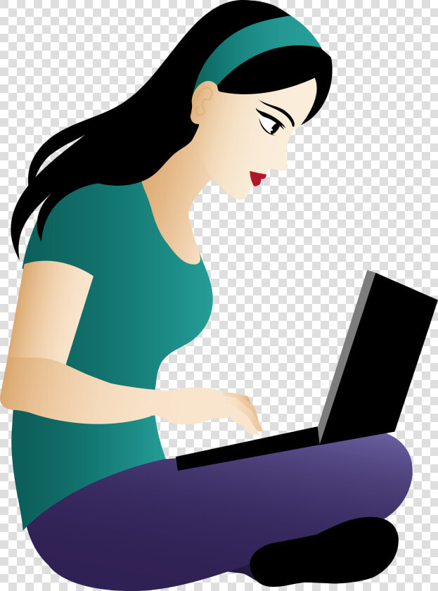 Girl On Computer Clipart Asian Sitting With Laptop   Using Laptop Clipart Png  Transparent PngTransparent PNG