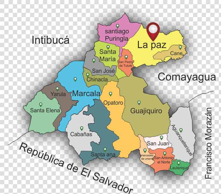 Transparent Mapa De Honduras Png   Departamento De La Paz Y Sus Municipios  Png DownloadTransparent PNG