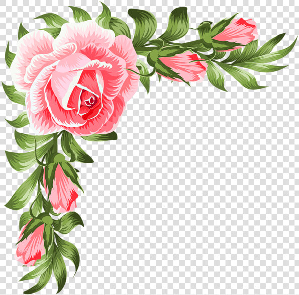 16121035 Rose Corner Decoration Png Clip Art Transparent   Frame Corner Flower Roses  Png DownloadTransparent PNG