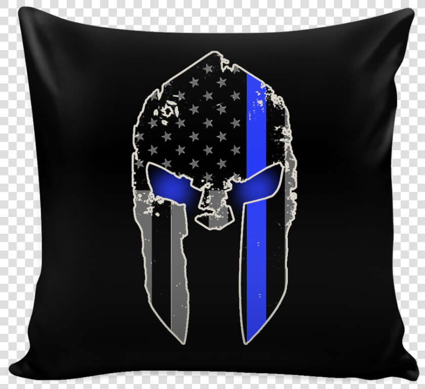 Spartan Helmet Thin Blue Line Pillow   Spartan Thin Blue Line  HD Png DownloadTransparent PNG