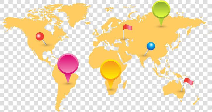 World Map With Mark Pins Free Vector Pack Transparent   World Map  HD Png DownloadTransparent PNG