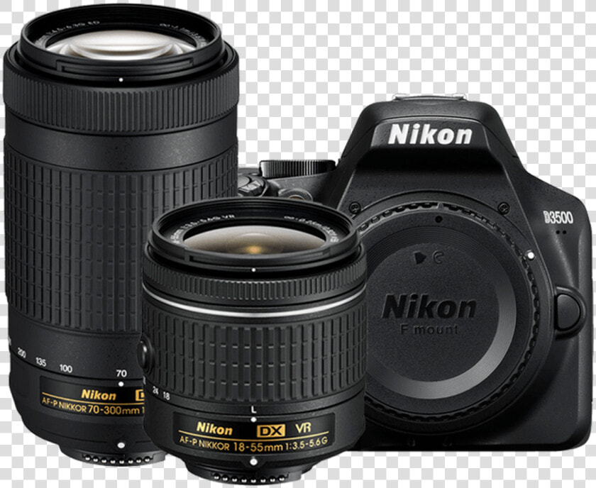 Nikon D3500 Dslr Camera With 18 55mm And 70 300mm Lenses   Lens For Nikon D3500  HD Png DownloadTransparent PNG