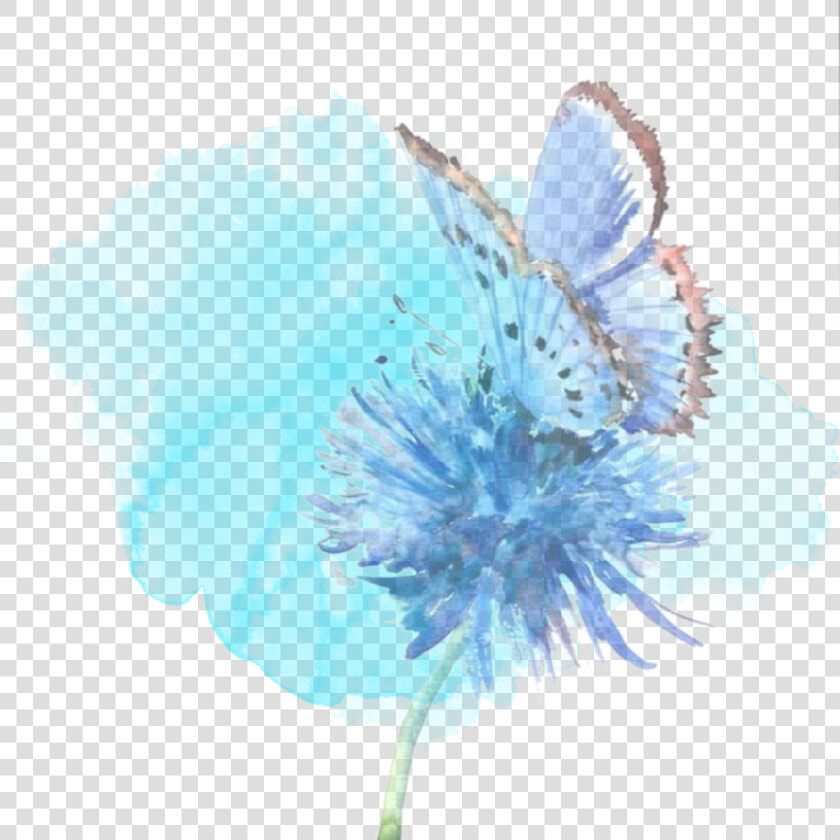  blue  watercolour  flower  butterfly  background  remix   Butterfly Blue Watercolor In Flower  HD Png DownloadTransparent PNG