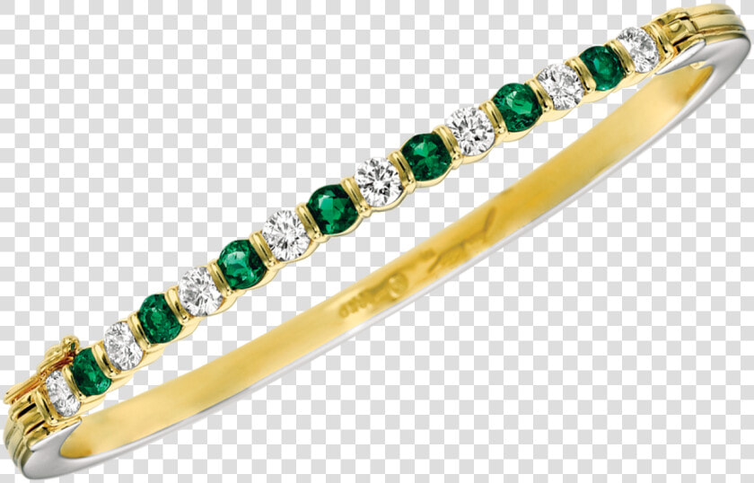 18kt Yellow Gold Diamond And Emerald Bangle   Diamond And Emerald Bangle Bracelets  HD Png DownloadTransparent PNG