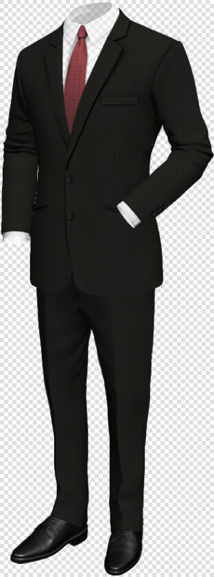 Black Wool Suit   Black Suit With Red Pocket Square  HD Png DownloadTransparent PNG