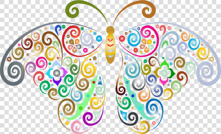 Prismatic Floral Flourish Butterfly Silhouette No Background  HD Png DownloadTransparent PNG