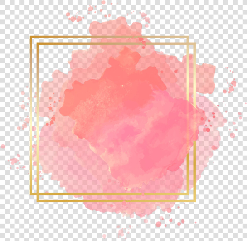  pink  colorsplash  glitter  square  golden  geometric   Watercolor Background With Gold Border  HD Png DownloadTransparent PNG