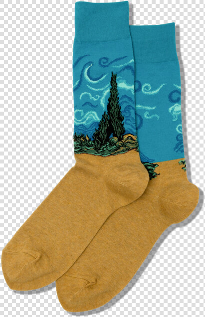 Men S Van Gogh S Wheat Field With Cypresses Socks   Sock  HD Png DownloadTransparent PNG