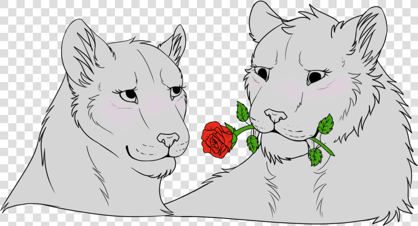 Lioness Couple Lineart  HD Png DownloadTransparent PNG