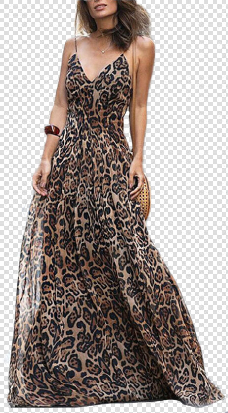 Vestido Animal Print Largo  HD Png DownloadTransparent PNG