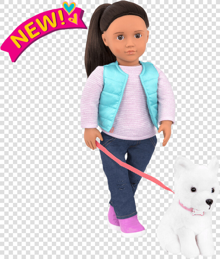 Cassie And Samoyed 18 inch Doll And Pet   Our Generation Doll With Dog  HD Png DownloadTransparent PNG