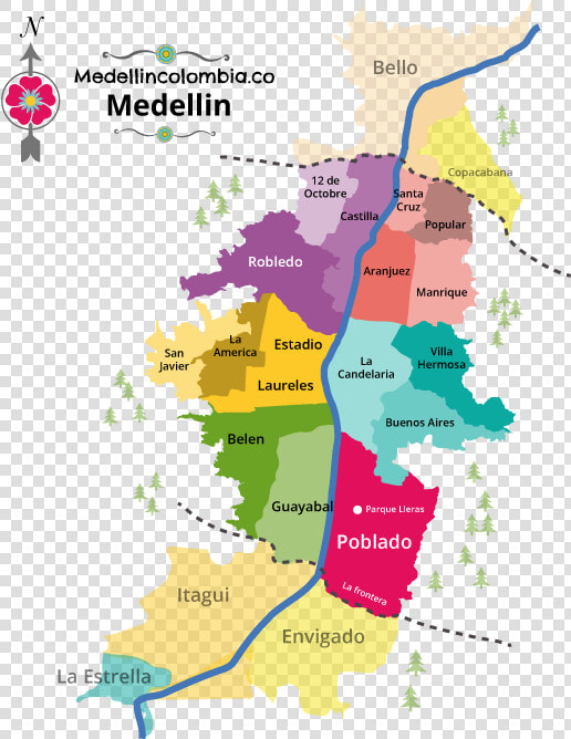 Medellin Barrios   Map Of Medellin Colombia  HD Png DownloadTransparent PNG