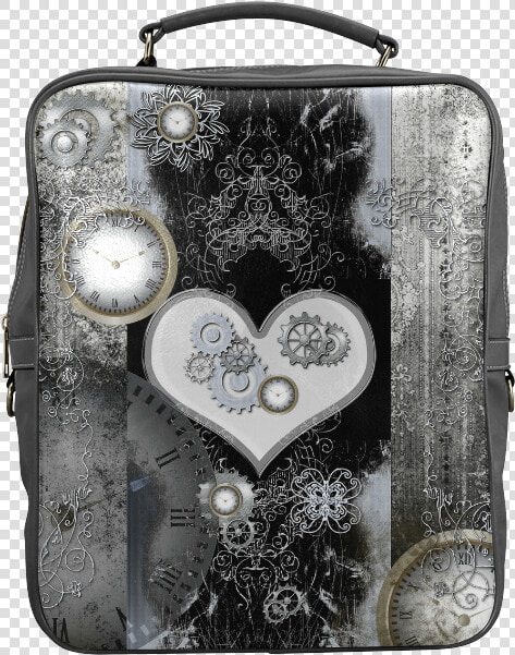 Steampunk  Heart  Clocks And Gears Square Backpack   Curtain  HD Png DownloadTransparent PNG