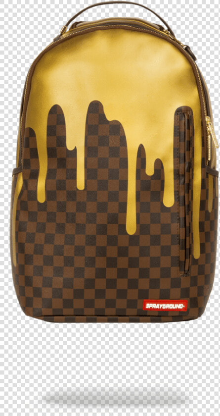 Sprayground Gold Checkered Drips Backpack Title Sprayground   Sprayground Backpacks Gold Drip  HD Png DownloadTransparent PNG