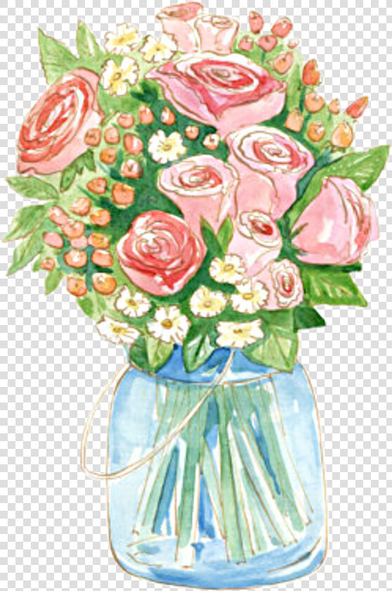  watercolor  roses  flowers  floral  bouquet  arrangement   Flower Bouquet  HD Png DownloadTransparent PNG