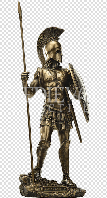 Warrior With Spear And Hoplite Shield Statue   Figurine  HD Png DownloadTransparent PNG