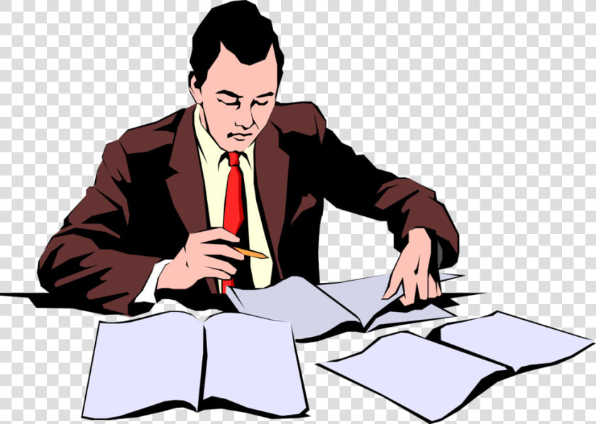 Vector Illustration Of Businessman Reviewing Documents   Clip Art Reviewing Documents  HD Png DownloadTransparent PNG