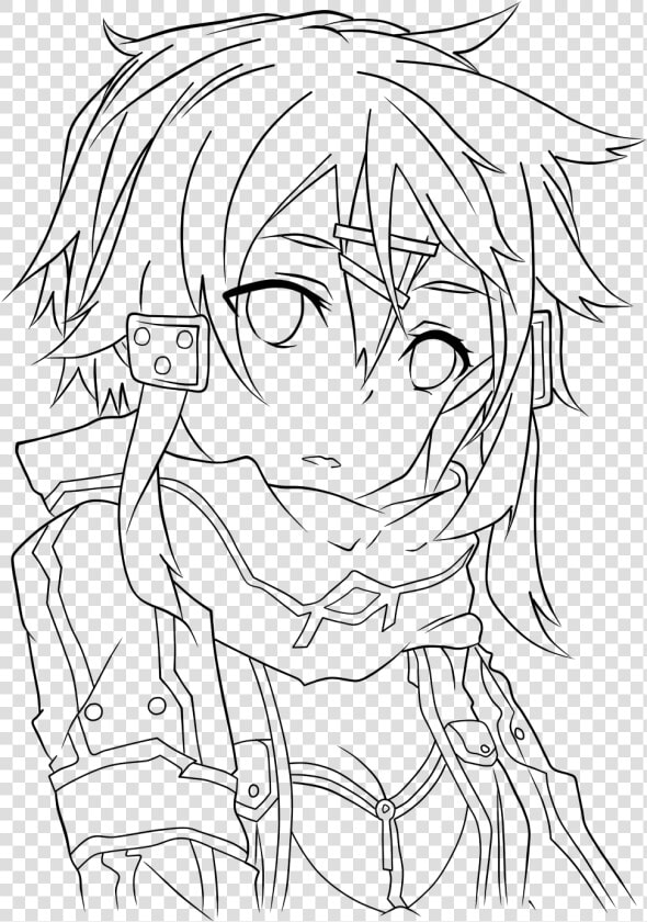 Sinon Asuna Line Art Kirito Drawing   Sword Art Online Ggo Kirito Drawing  HD Png DownloadTransparent PNG