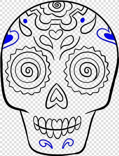 How To Draw Sugar Skull   Dia De Los Muertos Skull Drawing  HD Png DownloadTransparent PNG