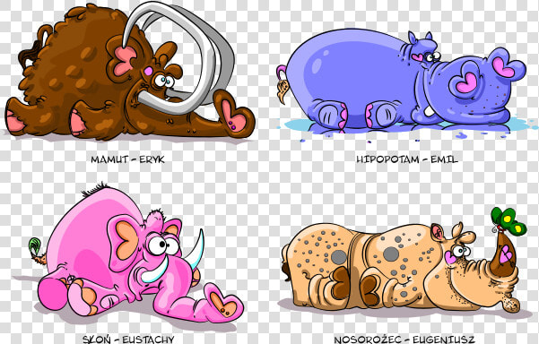 Four Funny Animals Vector   Hippopotamus  HD Png DownloadTransparent PNG