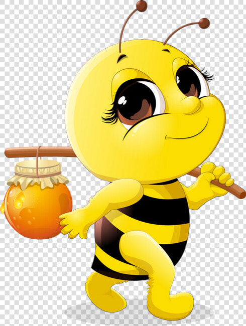 Transparent Cute Bee Png   Cute Honey Bee Drawing  Png DownloadTransparent PNG