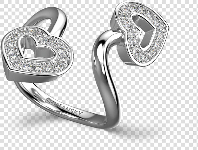 Two Hearts Twisted Pave Ring 18k White Gold   Body Jewelry  HD Png DownloadTransparent PNG