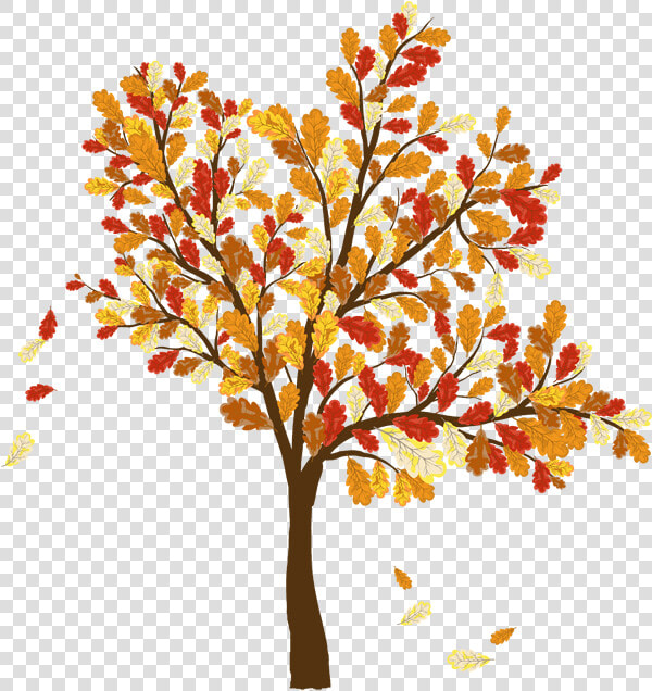 Fall Trees And Leaves Clip Art Picture Of Tree With   Oak Tree With Falling Leaves  HD Png DownloadTransparent PNG