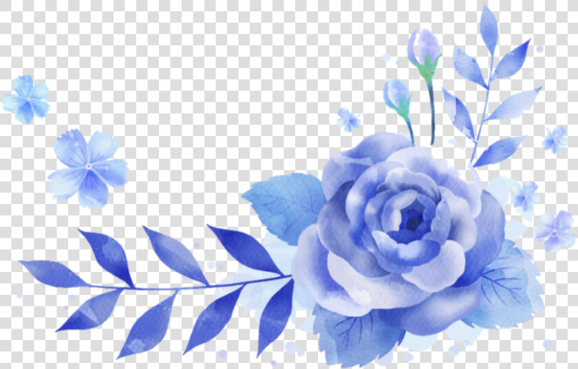  ftestickers  border  corner  watercolor  flowers  blue   Blue Watercolour Flowers Border  HD Png DownloadTransparent PNG