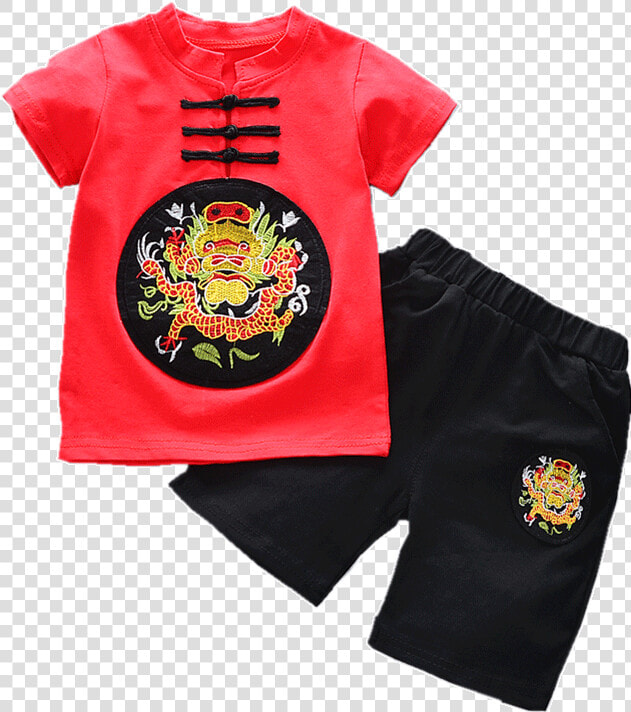 Tops And Shorts For Kids Baby Chinese Style Traditional   Ensemble Manche Courte Ete Garcon 7 Ans  HD Png DownloadTransparent PNG