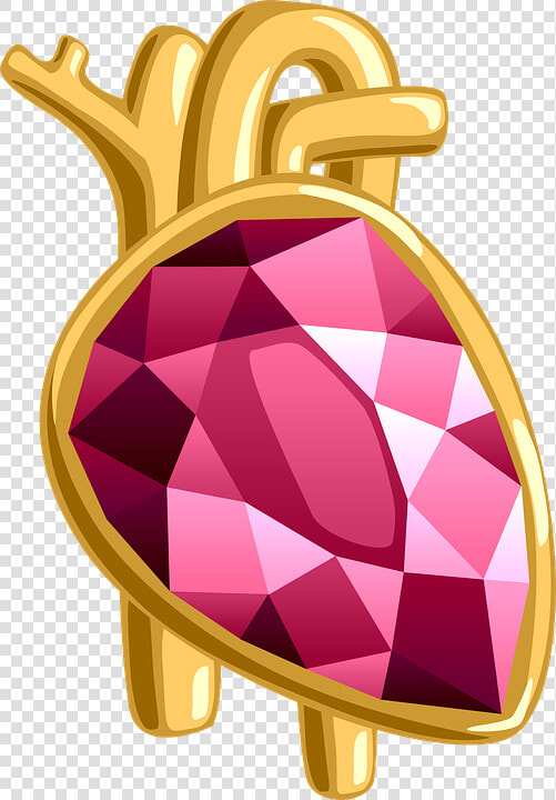 Jewel  Golden  Heart  Anatomical  Ruby  Gems  Gem   Illustration  HD Png DownloadTransparent PNG