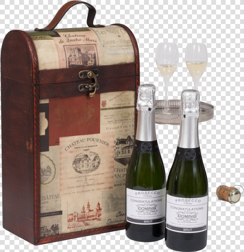 Half Bottles Of Personalised Prosecco In Vintage Label   Glass Bottle  HD Png DownloadTransparent PNG