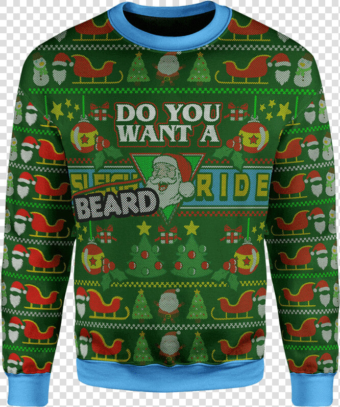 Beard Rides Christmas Sweater   Ugly Christmas Sweater Clipart Free  HD Png DownloadTransparent PNG