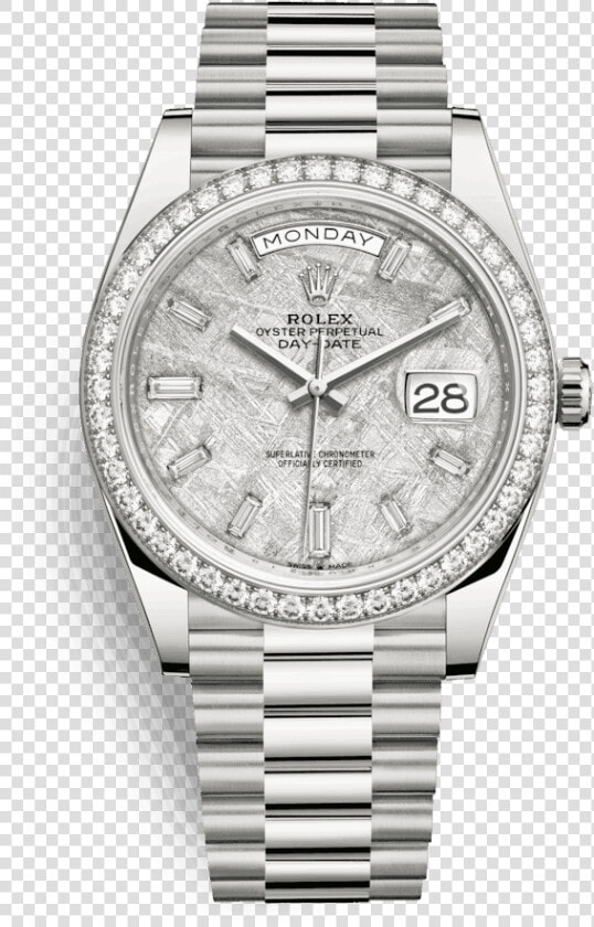 Rolex Day date 40 40mm 18 Kt White Gold Meteorite Set   Rolex Day Date Silber  HD Png DownloadTransparent PNG