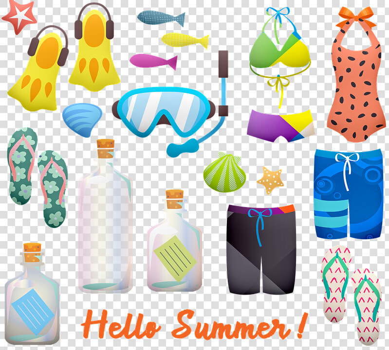 Summer  Swimsuit  Flip Flops  Snorkel  Shorts  HD Png DownloadTransparent PNG