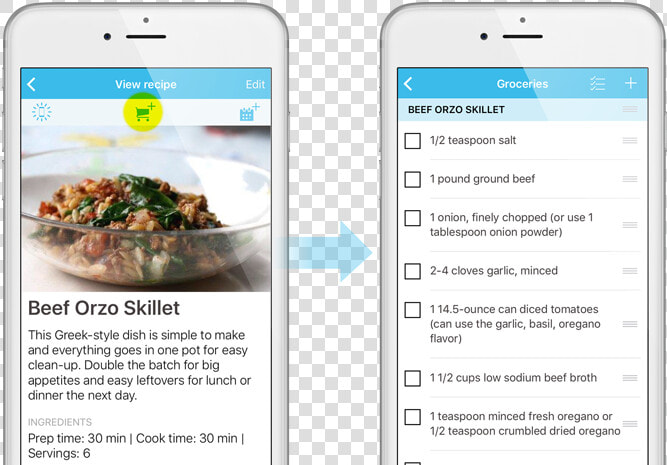 Recipe To Shopping List   Recipe On A Phone  HD Png DownloadTransparent PNG