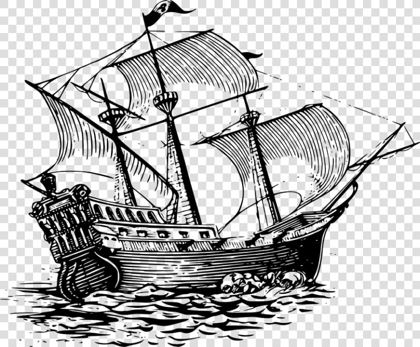 Barco Pirata  paganiimarcos   Sailing Ship Line Art  HD Png DownloadTransparent PNG