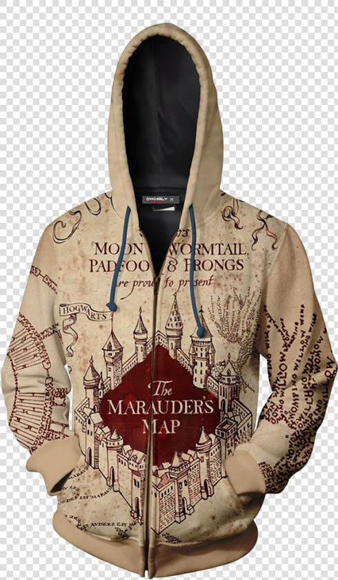 The Marauder S Map Harry Potter Zip Up Hoodie   Nasa Hoodie With Zipper  HD Png DownloadTransparent PNG