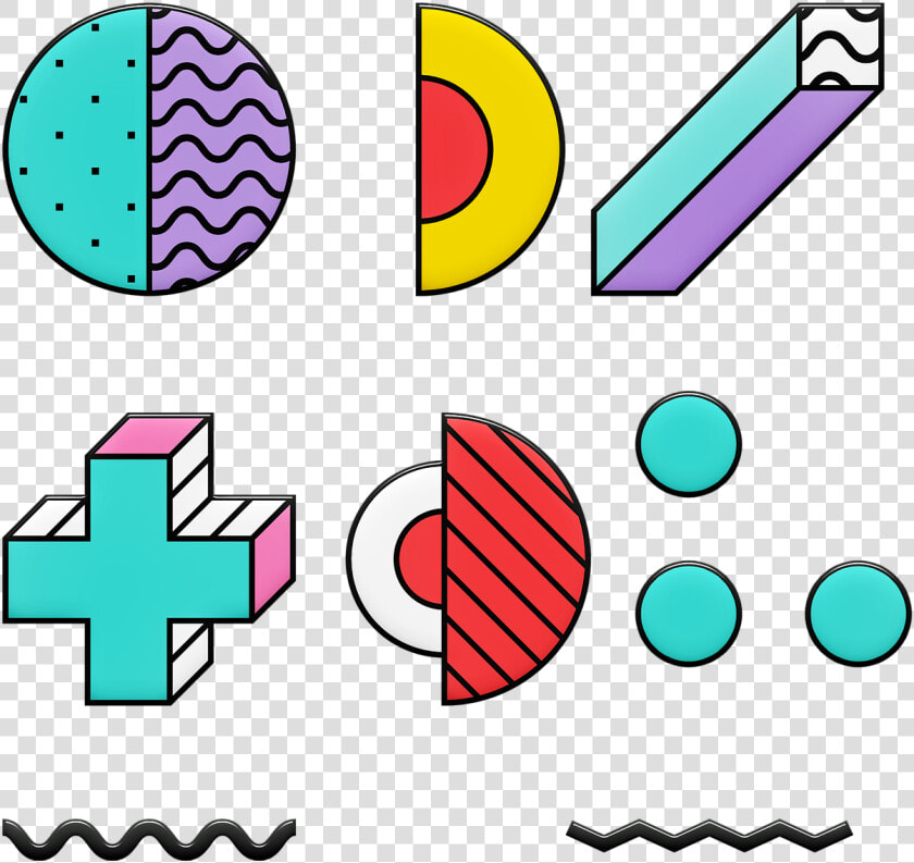 Memphis Shapes  80 S Design  Eighties  I Love The 80   80s Shapes  HD Png DownloadTransparent PNG