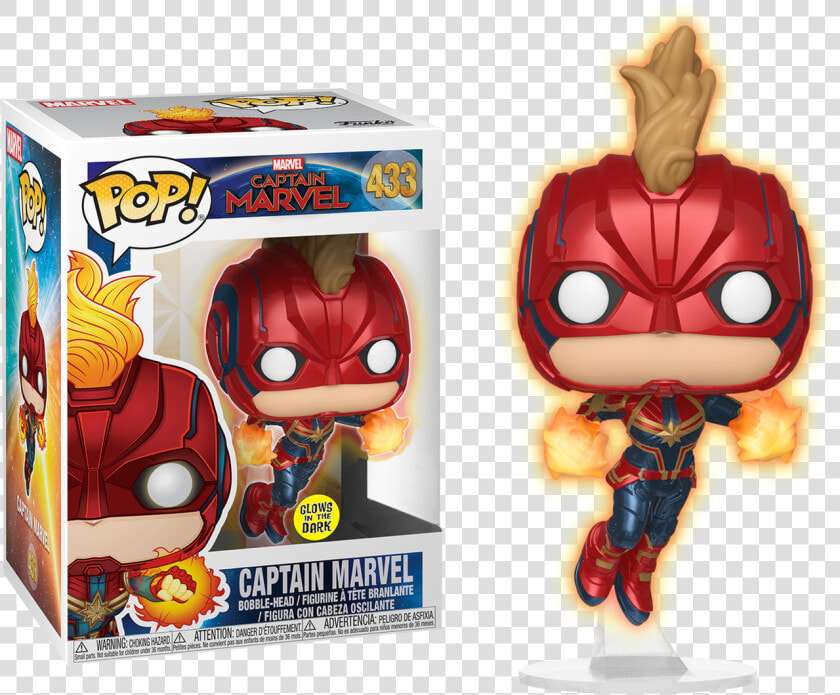 Captain Marvel   Funko Pop Captain Marvel Glow In The Dark  HD Png DownloadTransparent PNG