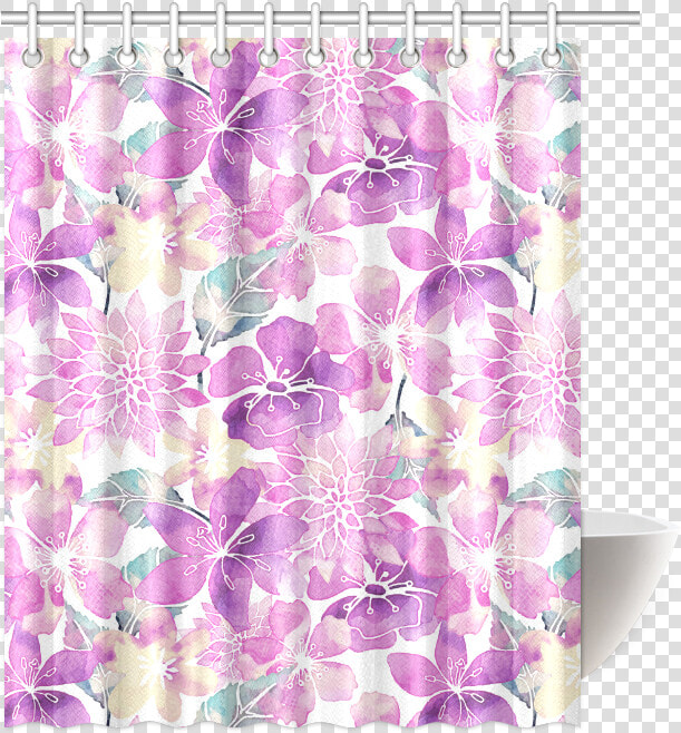 Pastel Watercolor Flower Pattern Shower Curtain 60   Patchwork  HD Png DownloadTransparent PNG