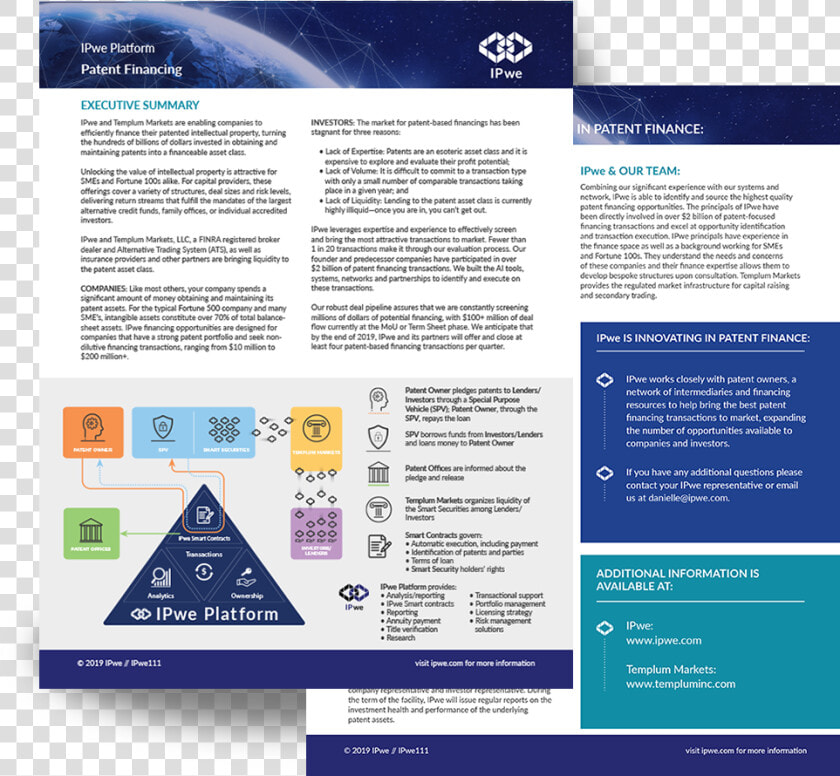 Ipwe Patent Financing Executive Summary   Brochure  HD Png DownloadTransparent PNG