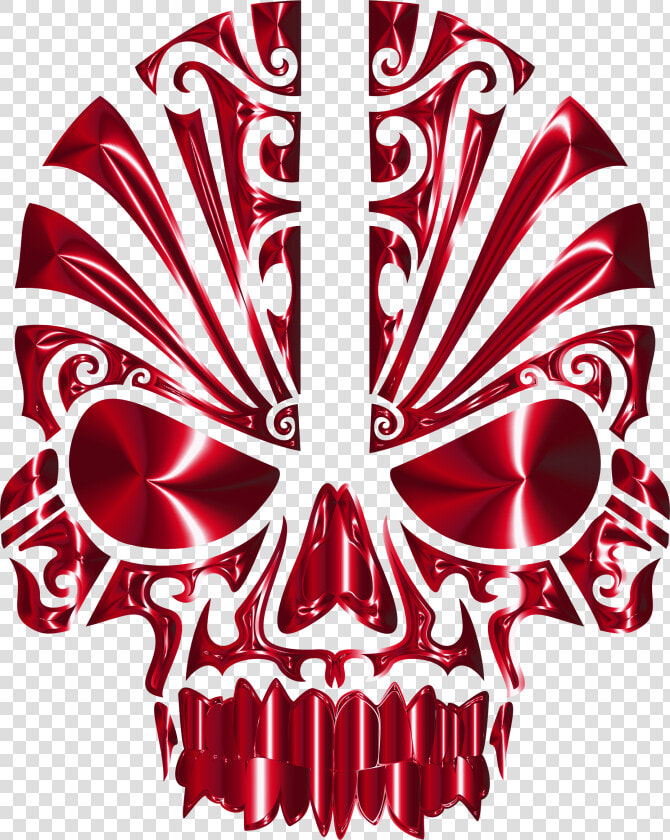 Tribal Skull Silhouette 2 Crimson   Maori Skull Tattoo  HD Png DownloadTransparent PNG