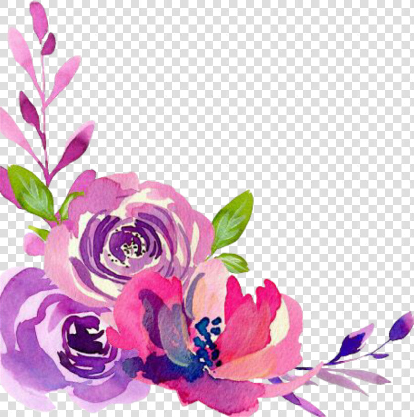  ftestickers  watercolor  flowers  border  corner   Transparent Watercolor Floral Border  HD Png DownloadTransparent PNG