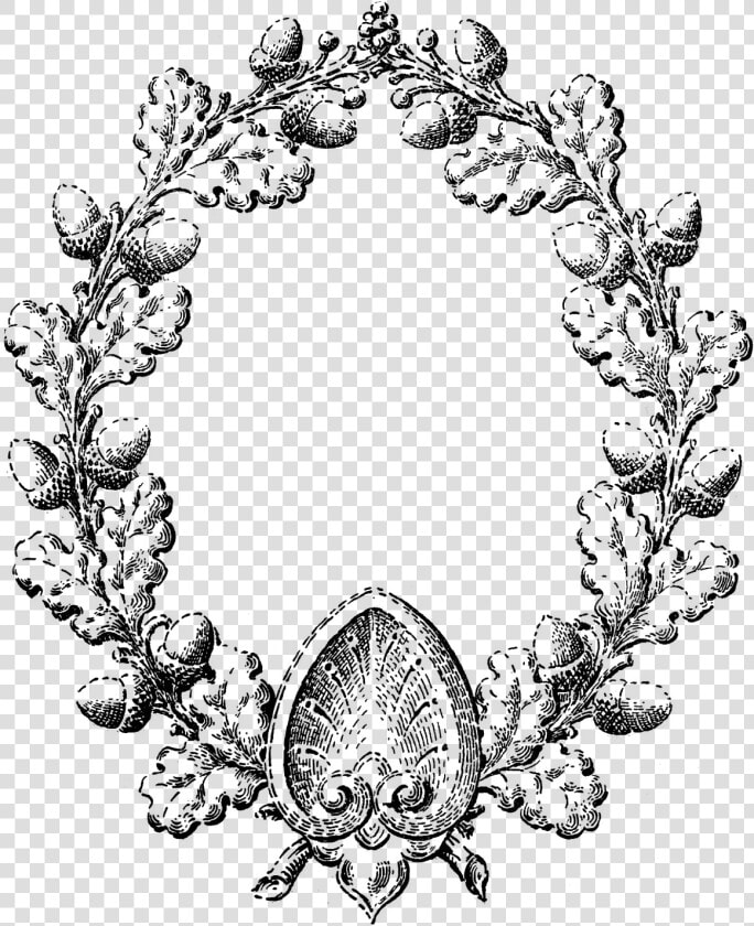 Round Frame Of Oak Leaves And Acorns   Flower Wreath Coloring Page  HD Png DownloadTransparent PNG