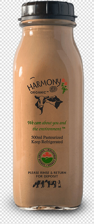 Organic Chocolate Milk 500ml Glass Bottle   Harmony Organic Chocolate Milk  HD Png DownloadTransparent PNG