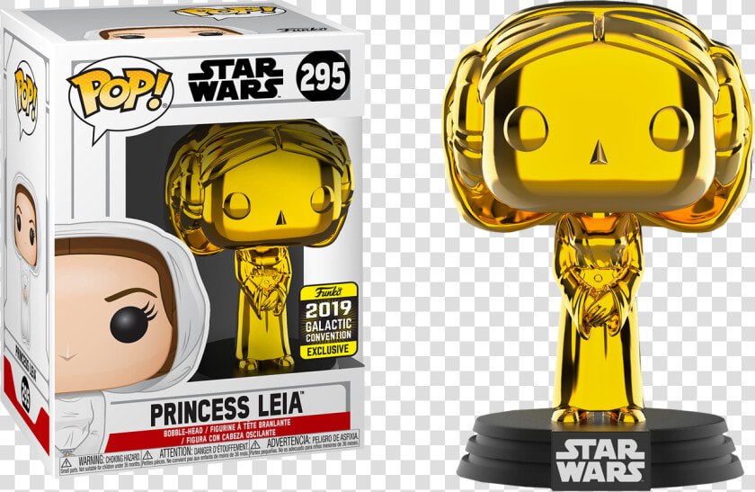 Princess Leia Gold Chrome 2019 Galactic Convention   Golden Princess Leia Funko Pop  HD Png DownloadTransparent PNG