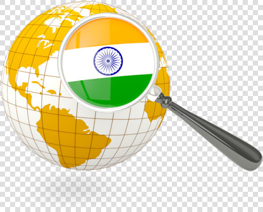 Magnified Flag With Globe   Icon India On Globe  HD Png DownloadTransparent PNG