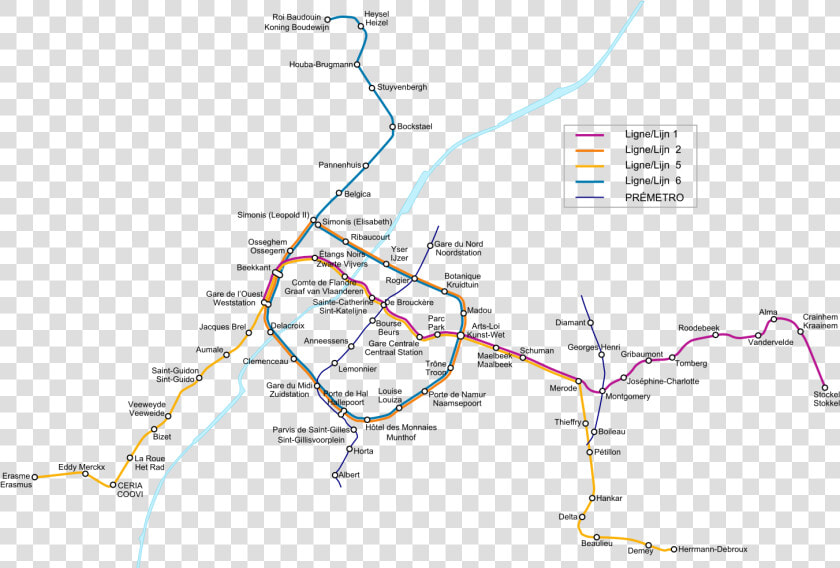 Metro Map Of Brussels Full Resolution   Line 6 Brussels Metro  HD Png DownloadTransparent PNG