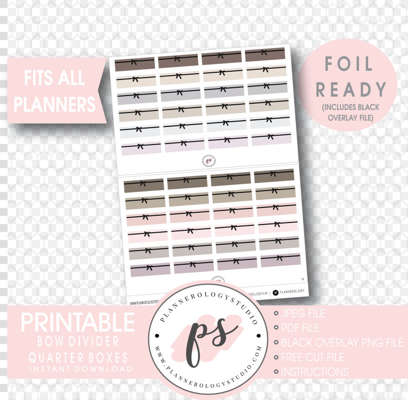 Bow Icon Divider Quarter Boxes Digital Printable Planner   Free Kawaii Printable Planner Stickers  HD Png DownloadTransparent PNG